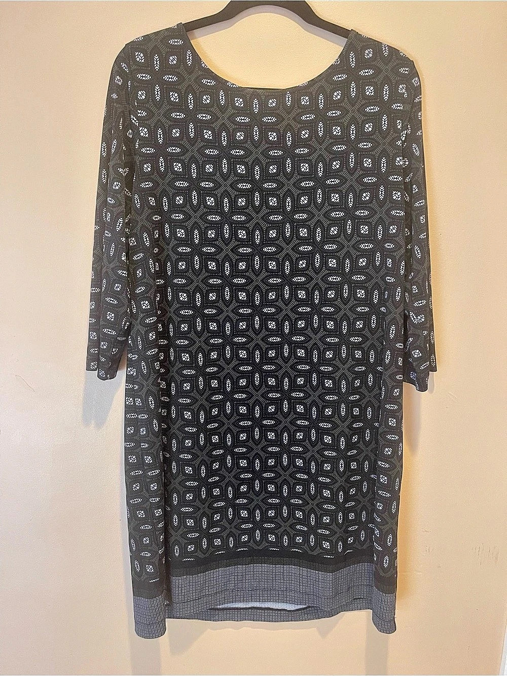 Banana Republic Geometric Dress Black & White Size Large Like New